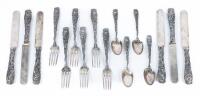 Rare Set of Early Chinese Sterling Silver Flatware in a Dramatic Imperial Dragon Motif