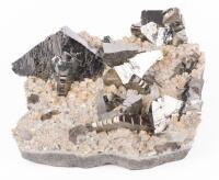 Excellent Cabinet Specimen of Galena Crystals in Light Gray Matrix