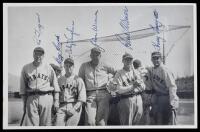 From 1935, Seven (7) Signatures by Pittsburgh Pirates on Double Weight Black & White Photo. Three Hall of Famers