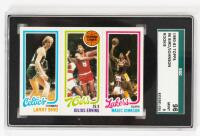 Larry Bird, Magic Johnson 1980-81 Topps #6 Rookie Card SGC Grade 9 Mint.