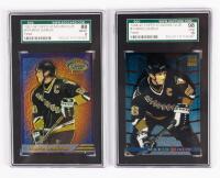 Mario Lemieux, 1993-94 Topps Stadium Club #16 SGC Grade 8 PLUS 1994-95 Topps Stadium Club #1 SGC Graded 10 GEM