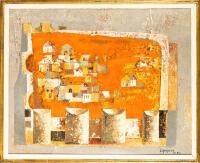 Jose Lapayese Del Rio. "The City" ("Ciudad") Original Oil on Canvas