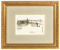 James Abbott McNeil Whistler. "Old Hungerford Bridge" Etching and Dry Point