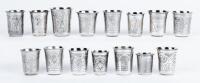 Beautiful Collection of 15 Beaker Style Kiddush Cups, 84 Silver, all 19th Century Grouped Here for their Exceptional Eng