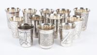 Collection of 12 Russian Kiddush Cups, 84 Silver, a Mix from the 19th and 20th Century with One Quite Fine.