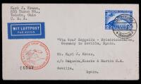 Germany South America Flight Zeppelin Cover To Spain