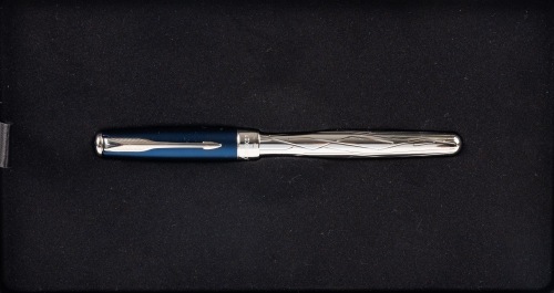 Parker Sonnet Special Edition Silver and Blue Fountain Pen Fine Nib