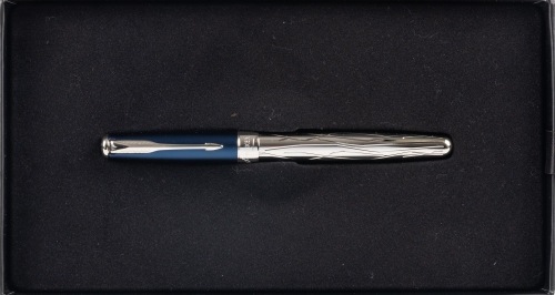 Parker Sonnet Special Edition Silver and Blue Fountain Pen Medium Nib