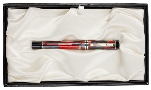 Parker Duofold Red Mosaic Fountain Pen Medium Nib