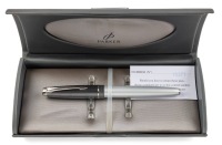Parker 100 Opal Silver Fountain Pen Medium Nib