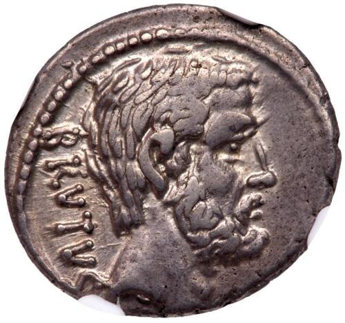 Servilius Caepio Brutus. Silver Denarius (3.96 g),