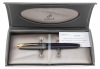 Parker 100 Cobalt Black Gold Trim Fountain Pen Broad Nib