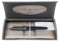 Parker 100 Cobalt Black Silver Trim Fountain Pen Extra Fine Nib