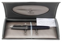 Parker 100 Cobalt Black Silver Trim Rollerball Pen
