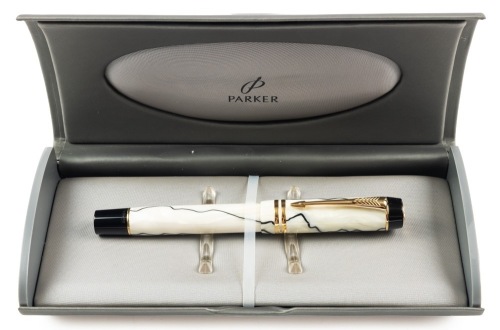Parker Duofold Pearl and Black Centennial Fountain Pen Medium Nib