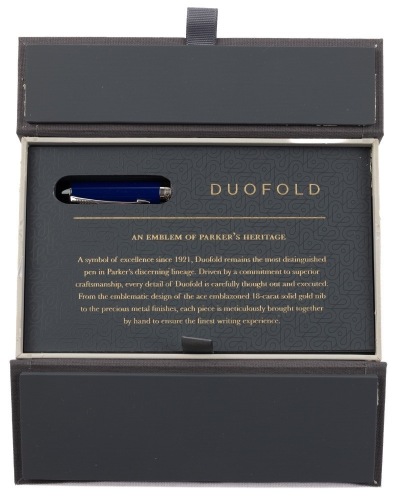 Parker Duofold Classic Blue and Black CT Centennial Fountain Pen Medium Nib