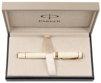 Parker Duofold 14 Ivory Gold Trim Fountain Pen Fine Nib