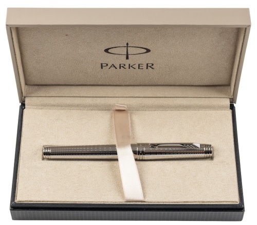 Parker Premier Deluxe Graduated Chiselling Silver Trim Rollerball Pen