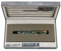 Parker Duofold Marbled Green Centennial Fountain Pen Fine Nib