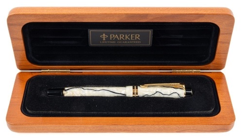 Parker Duofold Pearl and Black Fountain Pen Medium Nib