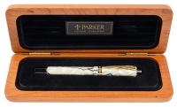 Parker Duofold Pearl and Black Fountain Pen Broad Nib