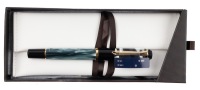 Pelikan M200 Green Marbled Fountain Pen Broad Gold Plated Steel Nib