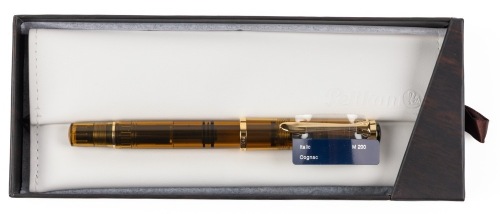 Pelikan M200 Cognac Fountain Pen Italic Gold Plated Steel Nib