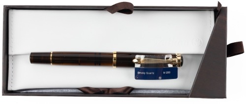 Pelikan M200 Smoky Quartz Fountain Pen Medium Gold Plated Steel Nib