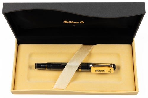 Pelikan M200 Anthracite Transparent Fountain Pen Medium Gold Plated Steel Nib