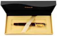 Pelikan M200 Dark Red Transparent Fountain Pen Medium Gold Plated Steel Nib