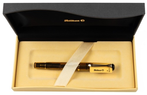 Pelikan M200 Brown Transparent Fountain Pen Medium Gold Plated Steel Nib