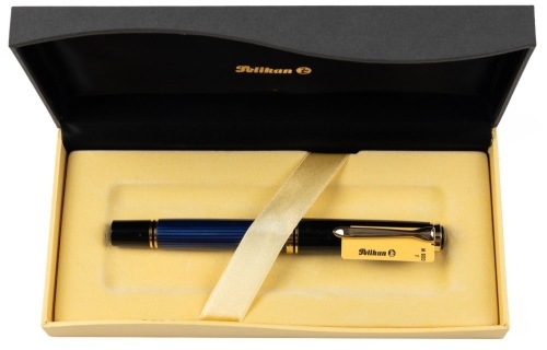 Pelikan M800 Blue Striped Fountain Pen Fine 18K Nib