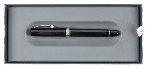 OMAS Milord Black Silver Cartridge Fountain Pen Medium Steel Nib