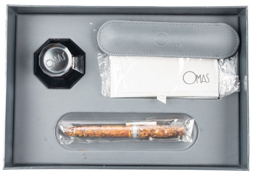 OMAS Paragon Limited Edition Blue Saffron Silver Trim Fountain Pen Medium 14K Nib