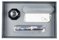OMAS Paragon Limited Edition Royal Blue Marble Gold Trim Fountain Pen Medium 18K Nib