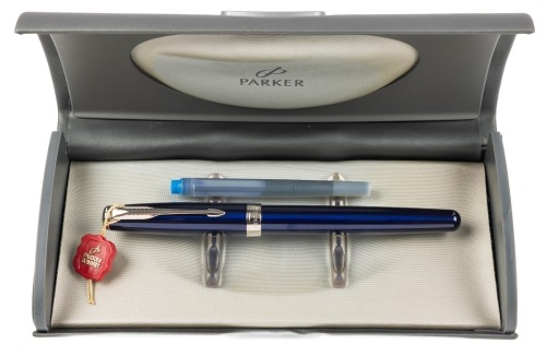 Parker Sonnet Ocean Blue Silver Trim Fountain Pen Fine Nib