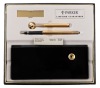 Parker Classic Jet Crystal Desk Set 22k Gold Plate Fountain Pen Medium Nib