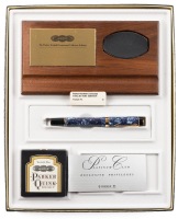 Parker Duofold Centennial Collectors Edition Desk Set Marbled Blue Fountain Pen Medium Nib
