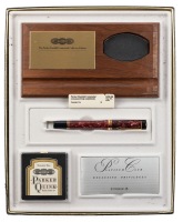 Parker Duofold Centennial Collectors Edition Desk Set Marbled Maroon Fountain Pen Medium Nib