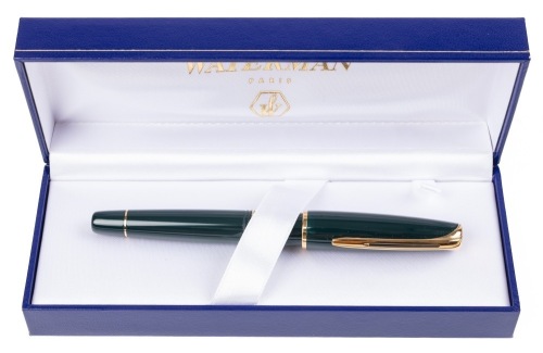 Waterman Charleston Green Gold Trim Fountain Pen Medium Nib
