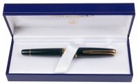 Waterman Charleston Green Gold Trim Fountain Pen Broad Nib