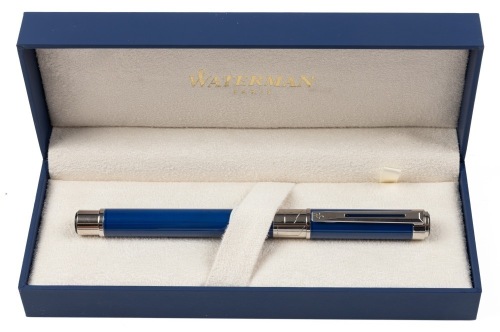 Waterman Perspective Blue Obsession Chrome Trim Fountain Pen Medium Nib