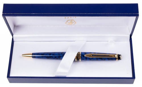 Waterman Expert II France Blue Lacquer Gold Trim Ballpoint Pen