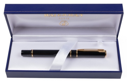 Waterman Laureat Black Lacquer Gold Trim Rollerball Pen