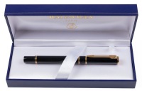 Waterman Laureat Black Lacquer Gold Trim Rollerball Pen