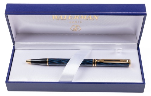 Waterman Laureat Shadowed Blue Gold Trim Ballpoint Pen