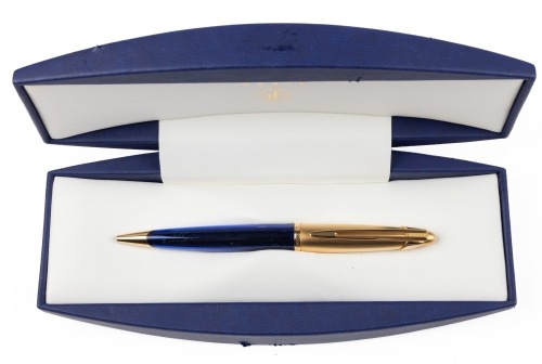 Waterman Edson Sapphire Blue Gold Trim Ballpoint Pen