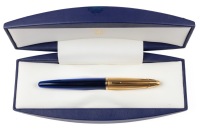 Waterman Edson Sapphire Blue Gold Trim Rollerball Pen