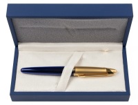 Waterman Edson Sapphire Blue Gold Trim Fountain Pen Fine Nib