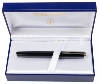 Waterman Exception Slim Black Silver Trim Fountain Pen Medium Nib